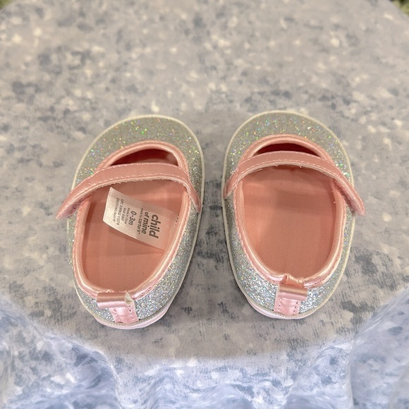 Carter’s Pink & Silver Glitter Mary Jane Comfy Flats Baby Girl 0-3 months✨NWOT✨ - Picture 4 of 9